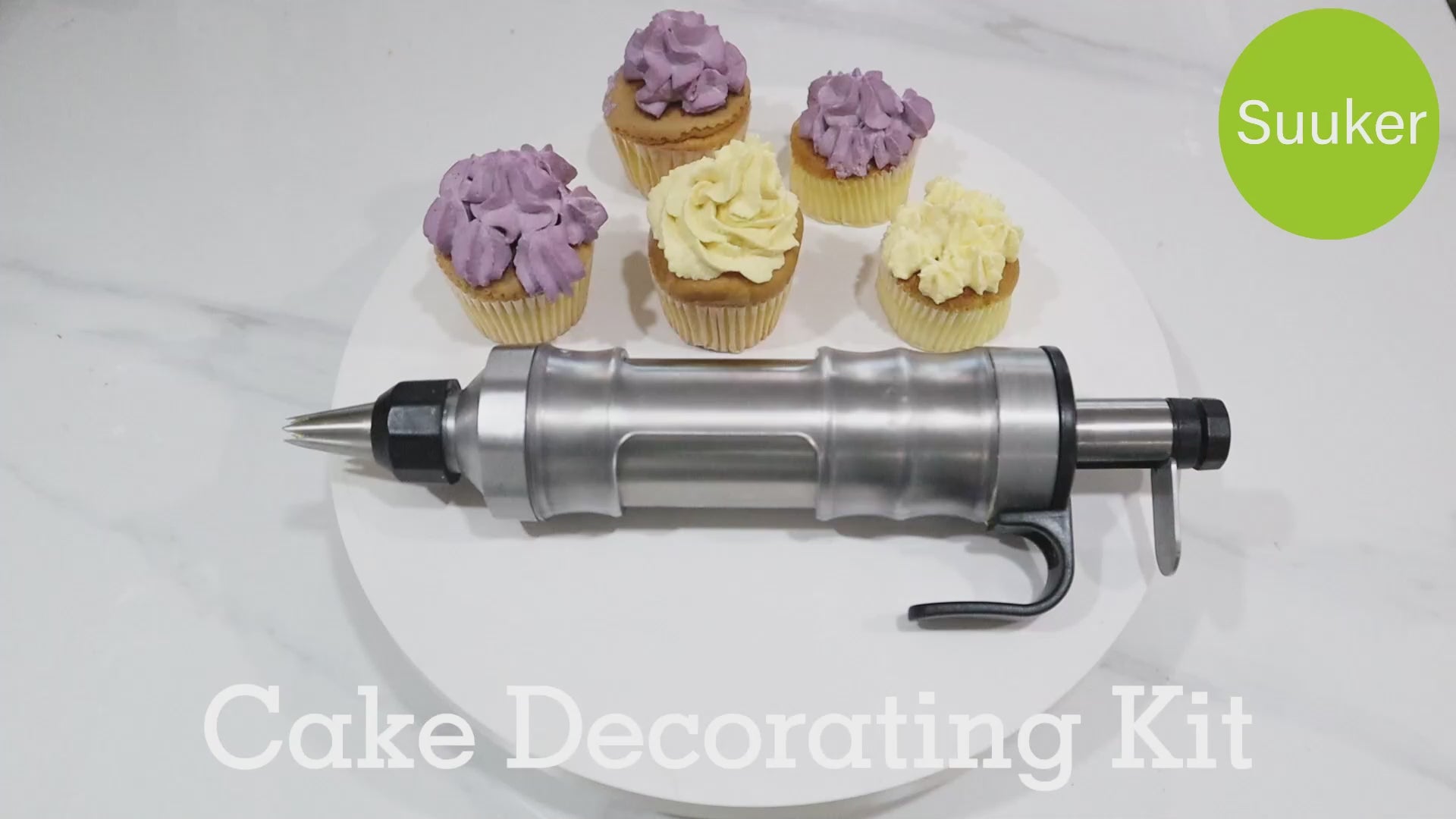 Professional Cake Decorating Syringe Set, Stainless Steel Frosting Piping Kit (6 Tips) – Complete Cupcake & Dessert Decorating Tools